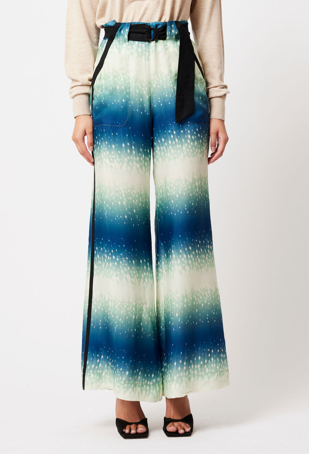 OnceWas Grace Cupro Viscose Pants in Galaxy Print