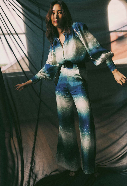 OnceWas Grace Cupro Viscose Pants in Galaxy Print