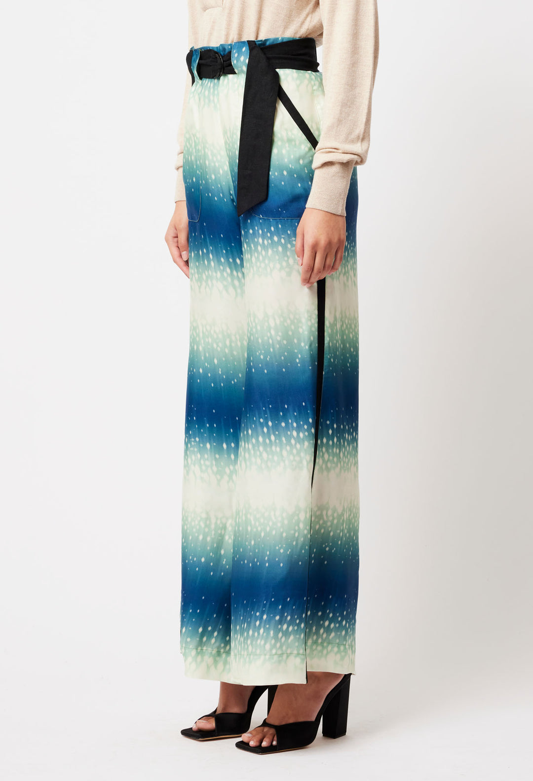 OnceWas Grace Cupro Viscose Pants in Galaxy Print