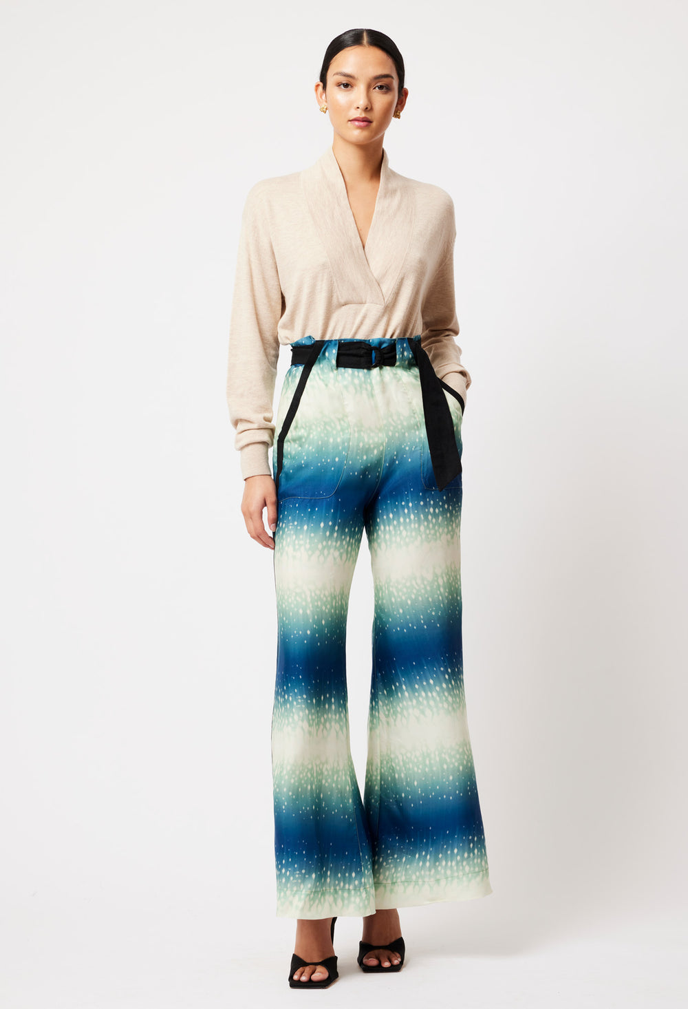 OnceWas Grace Cupro Viscose Pants in Galaxy Print