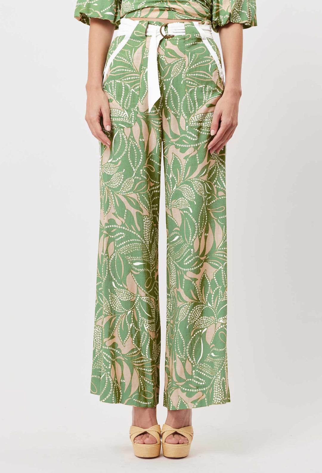 OnceWas Grace Linen Viscose Pant in Jungle Tropico