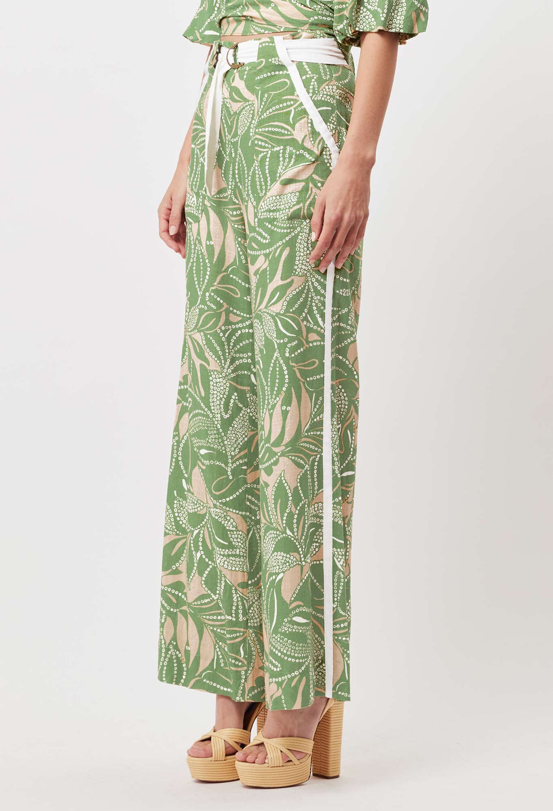 OnceWas Grace Linen Viscose Pant in Jungle Tropico