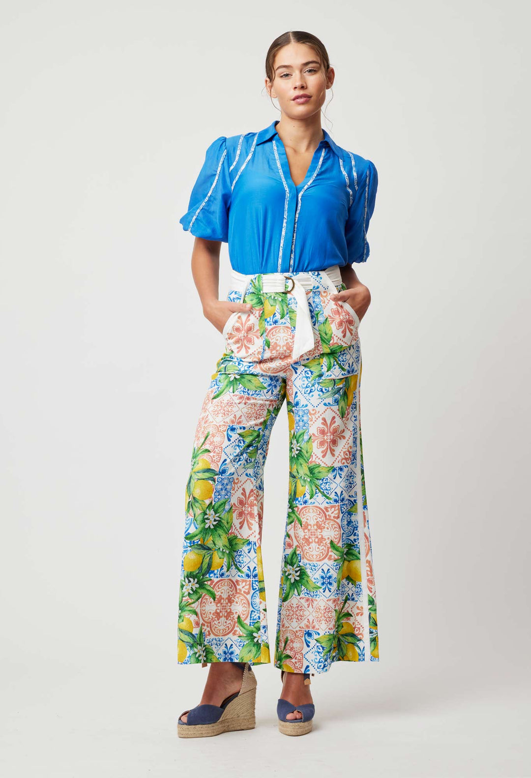 OnceWas Grace Linen Viscose Pant in Limonata