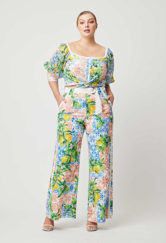 OnceWas Grace Linen Viscose Pant in Limonata