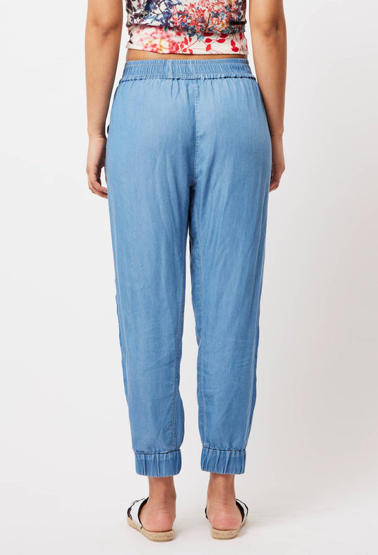 OnceWas Jolie Tencel Joggers in Denim