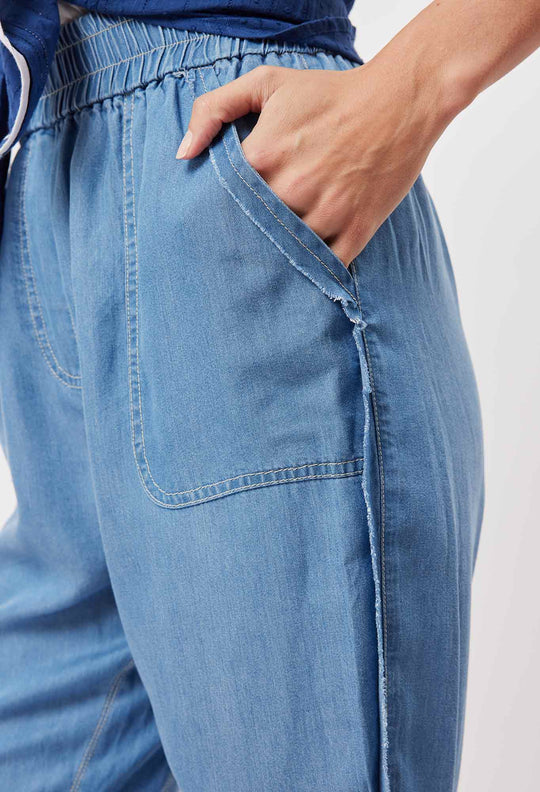 OnceWas Jolie Tencel Joggers in Denim