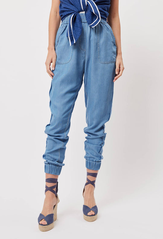 OnceWas Jolie Tencel Joggers in Denim