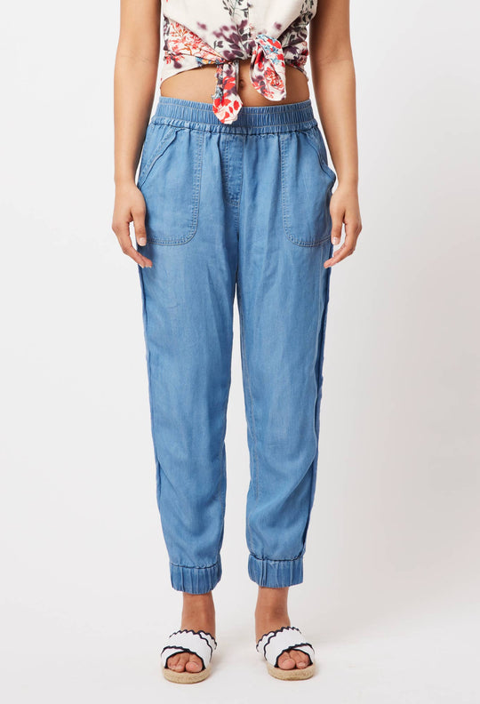 OnceWas Jolie Tencel Joggers in Denim