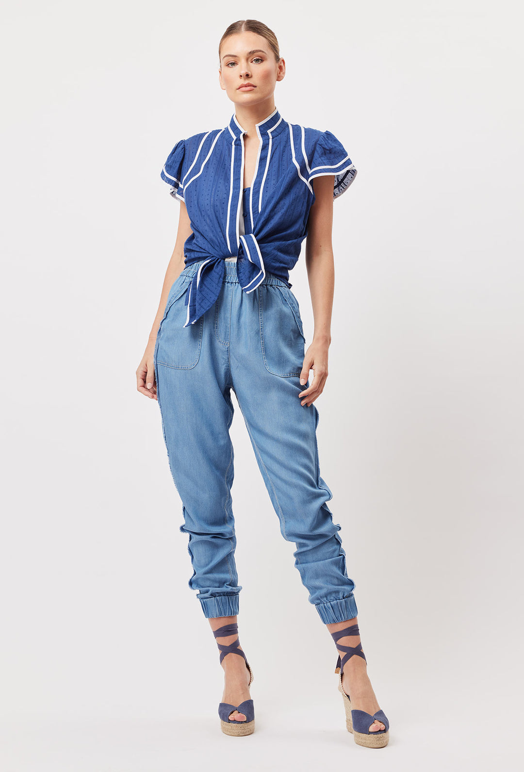 OnceWas Jolie Tencel Joggers in Denim