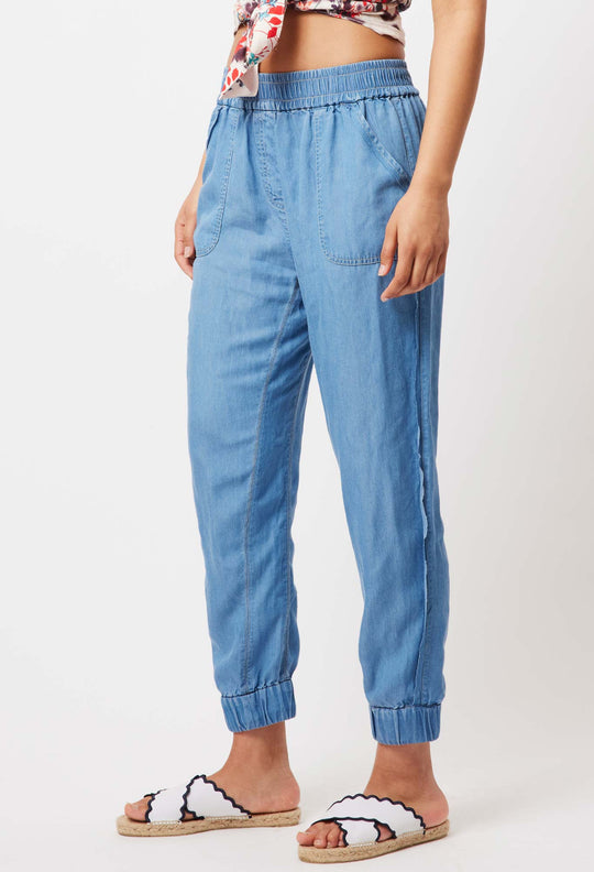 OnceWas Jolie Tencel Joggers in Denim