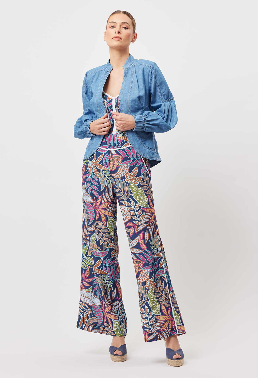 OnceWas Harmony Viscose Wide Leg Pant in Fiesta Tropico