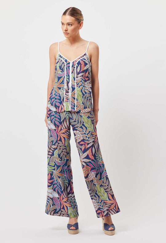 OnceWas Harmony Viscose Wide Leg Pant in Fiesta Tropico