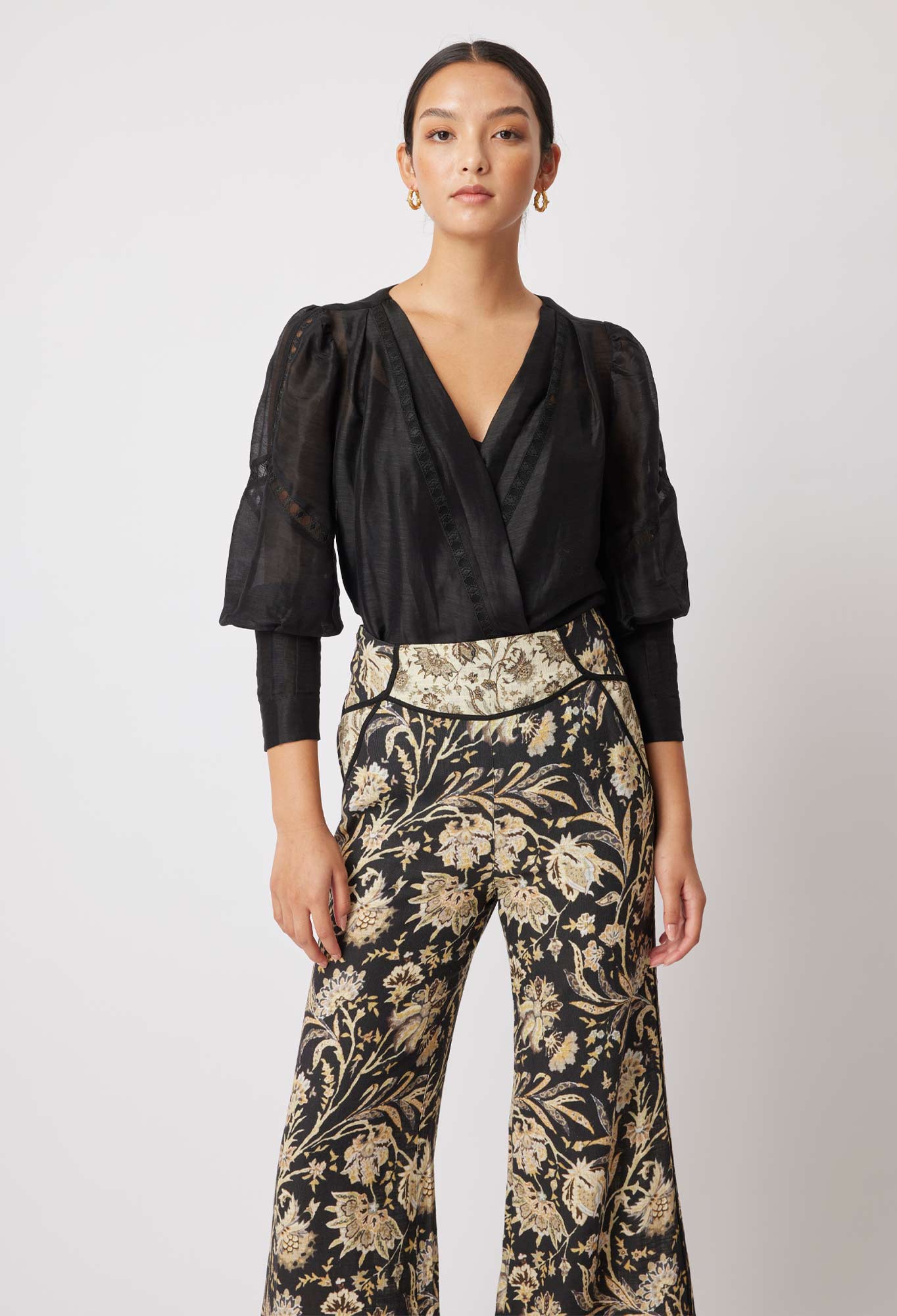 OnceWas Bedouin Silk/Linen Top in Black