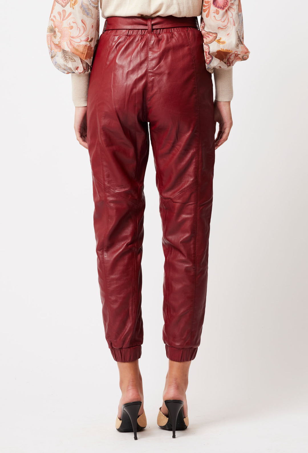 Tallitha Leather Jogger in Scarlet