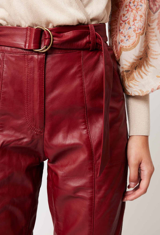Tallitha Leather Jogger in Scarlet