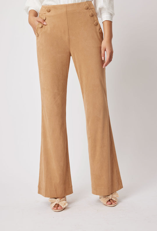 OnceWas Getty Faux Suede Pant in Husk