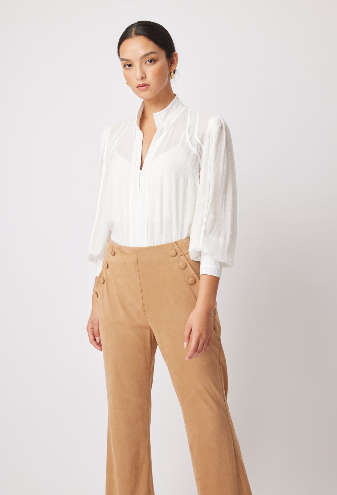 OnceWas Getty Faux Suede Pant in Husk