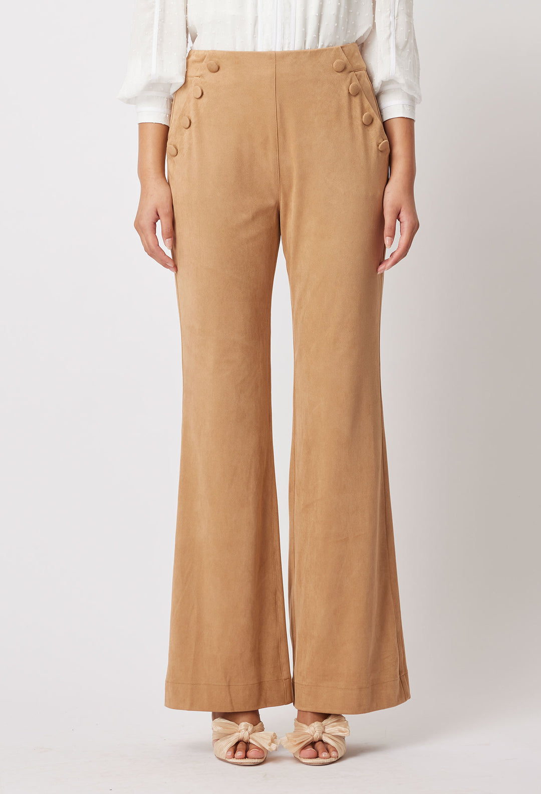 OnceWas Getty Faux Suede Pant in Husk