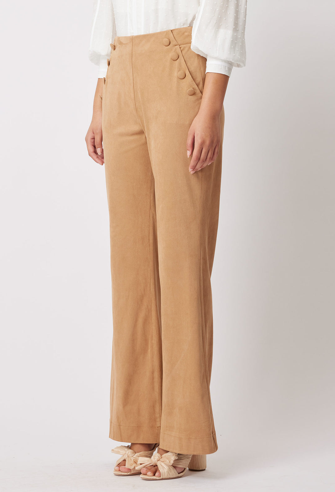 OnceWas Getty Faux Suede Pant in Husk