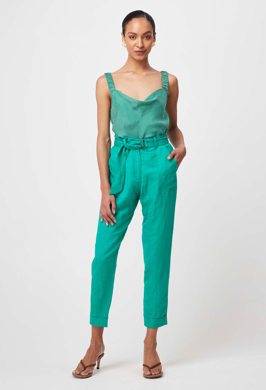 Transit Linen Viscose Pant in Bay Green