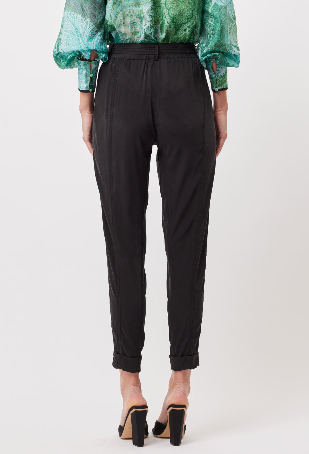 OnceWas Transit Stretch Cupro Pant in Black