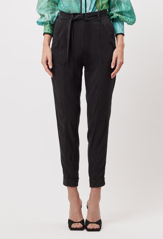 OnceWas Transit Stretch Cupro Pant in Black