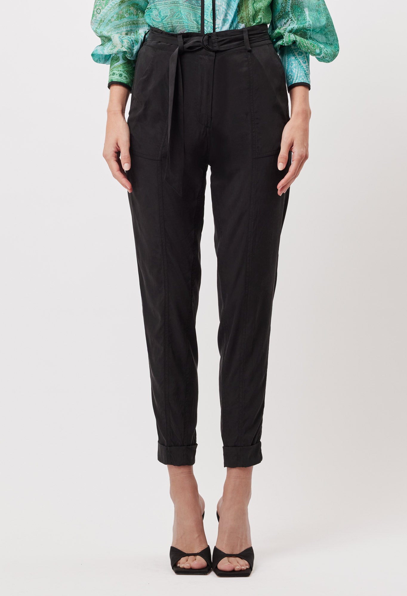 OnceWas Transit Stretch Cupro Pant in Black