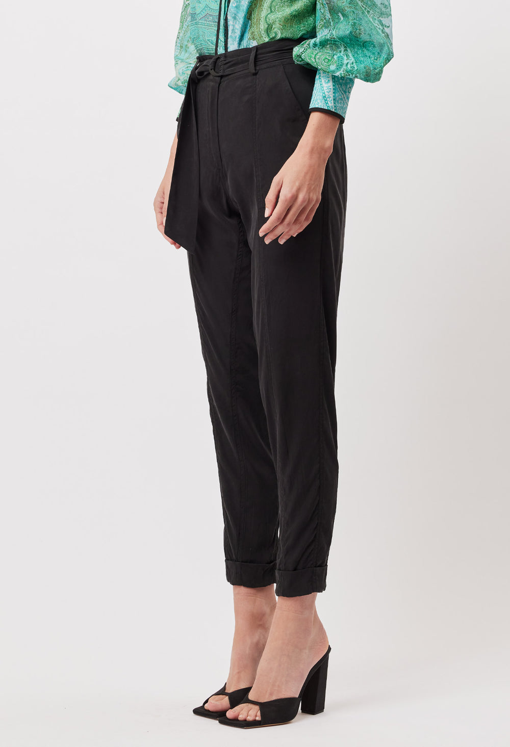 OnceWas Transit Stretch Cupro Pant in Black