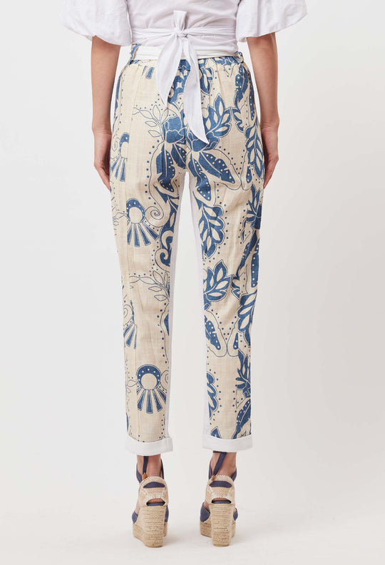 OnceWas Transit Linen Viscose Pant in Del Sol Azure