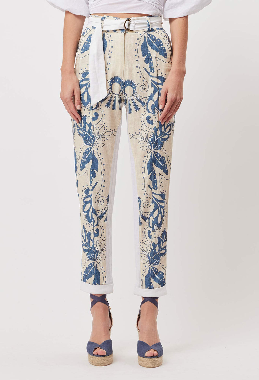 OnceWas Transit Linen Viscose Pant in Del Sol Azure