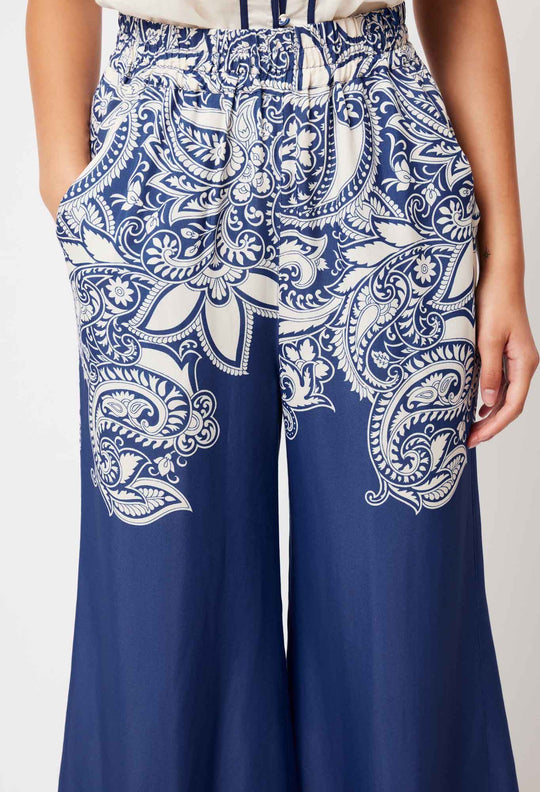 OnceWas Positano Viscose Pant in Nautique Paisley