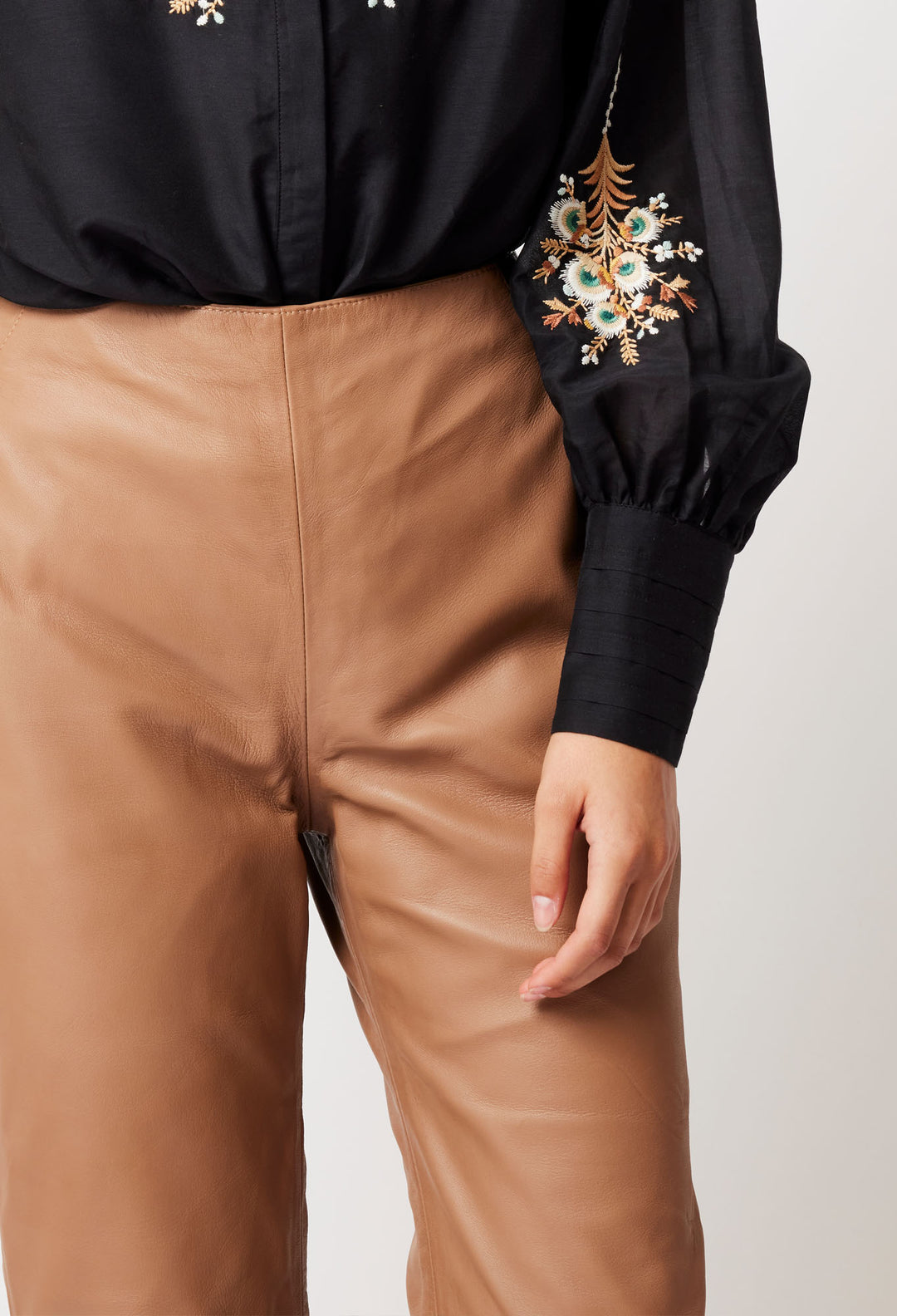 OnceWas Nova Leather Pant in Husk