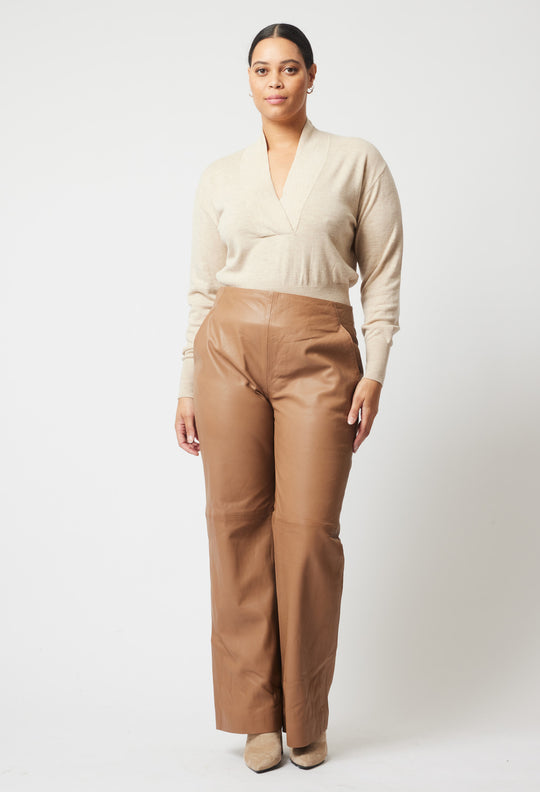 Nova Leather Pant in Husk