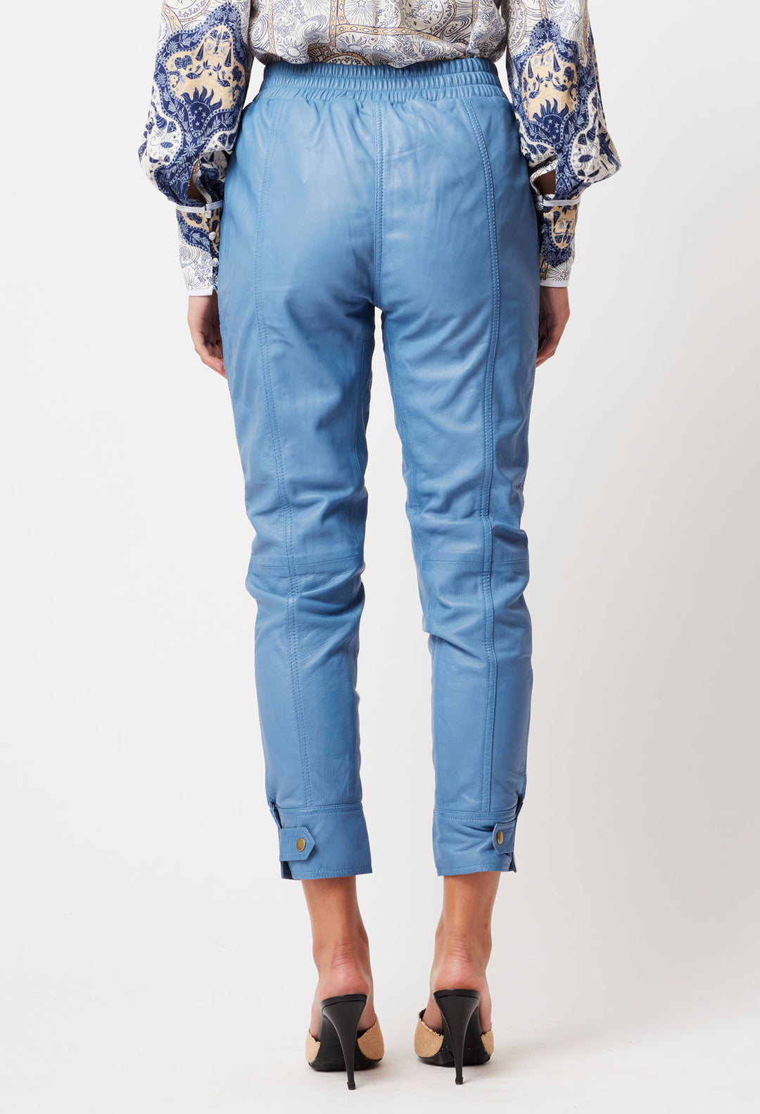 OnceWas Stella Leather Jogger in Zenith