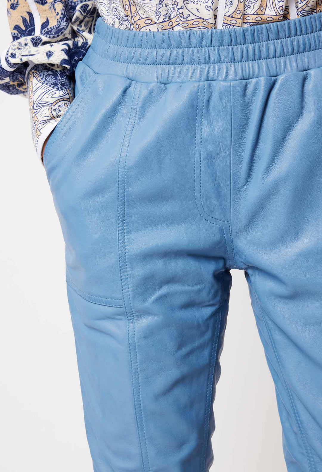 OnceWas Stella Leather Jogger in Zenith