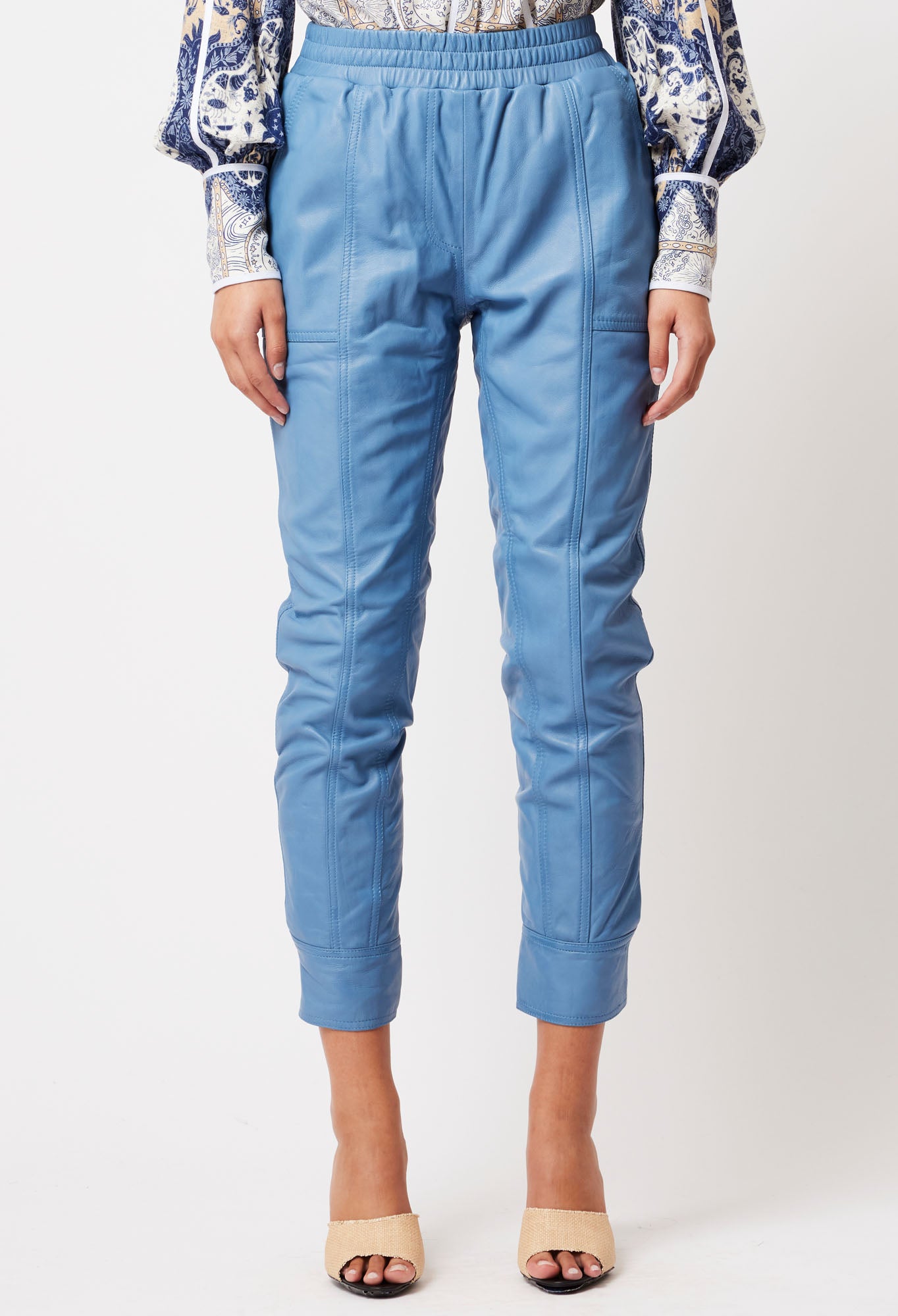 OnceWas Stella Leather Jogger in Zenith