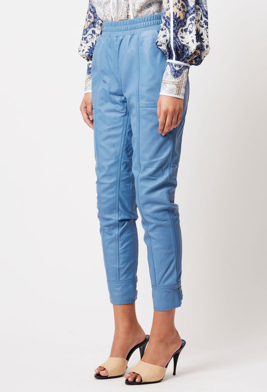 OnceWas Stella Leather Jogger in Zenith