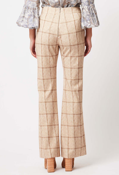 OnceWas Getty Ponte Pant in Oatmeal Check