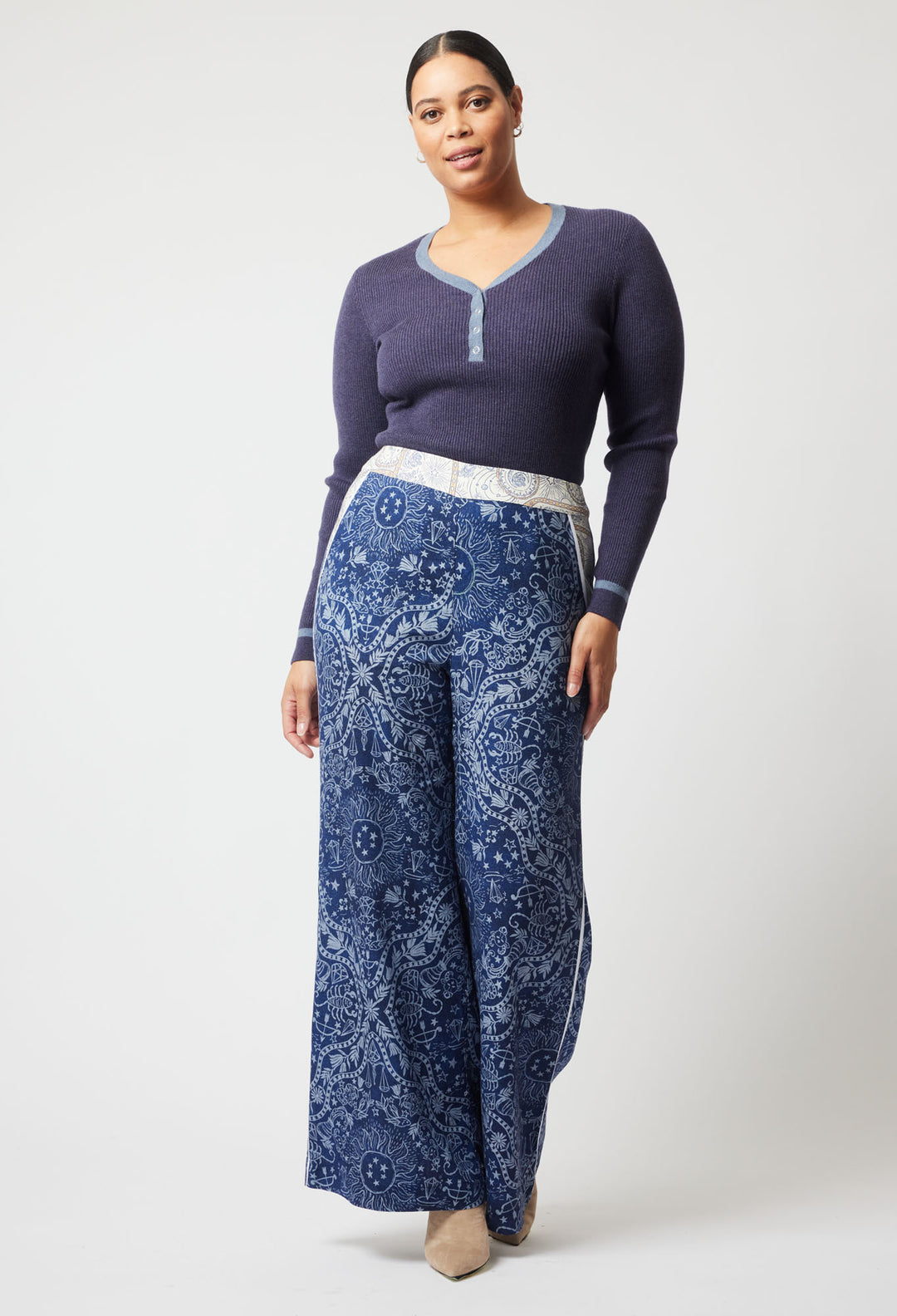 Venus Viscose Linen Pant in Zodiac Print