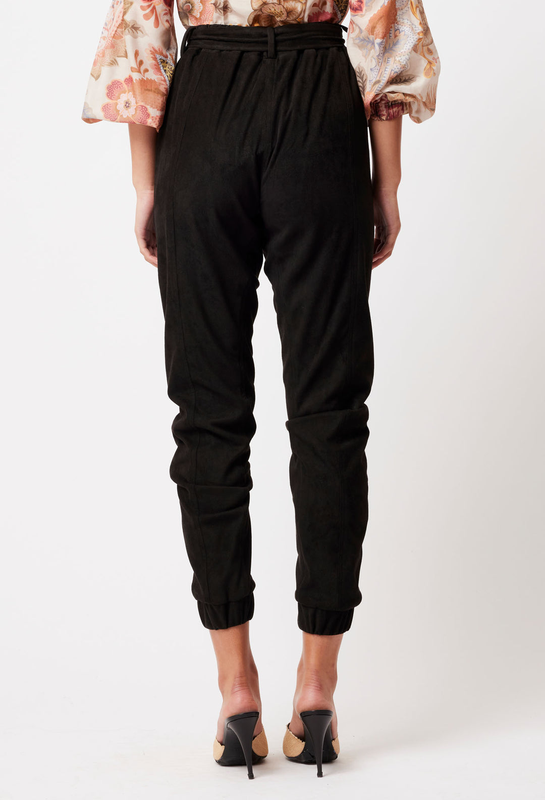 OnceWas Lyra Faux Suede Jogger in Black