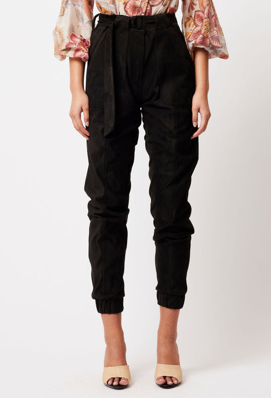 OnceWas Lyra Faux Suede Jogger in Black