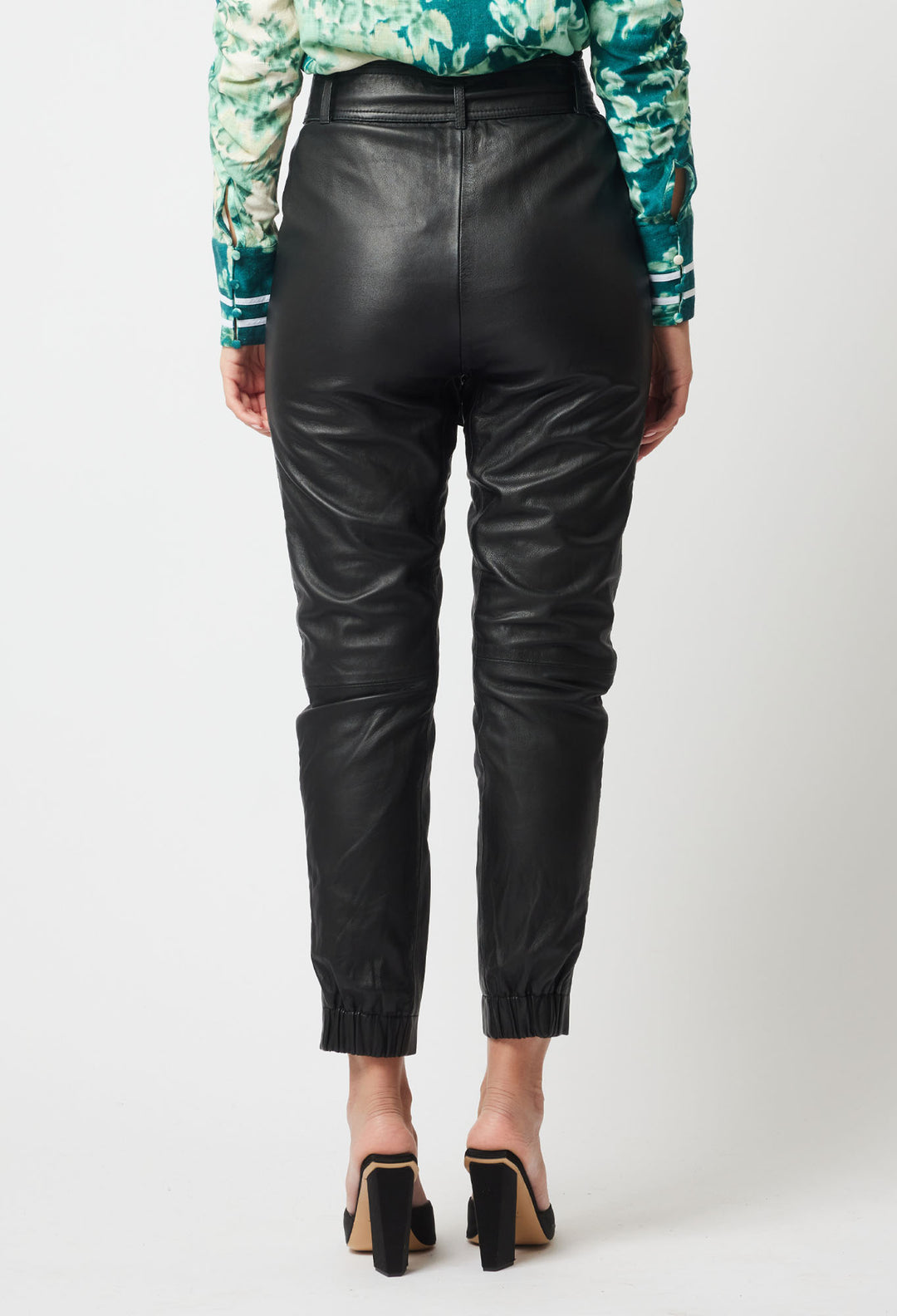 OnceWas Pavillion Leather Jogger in Black