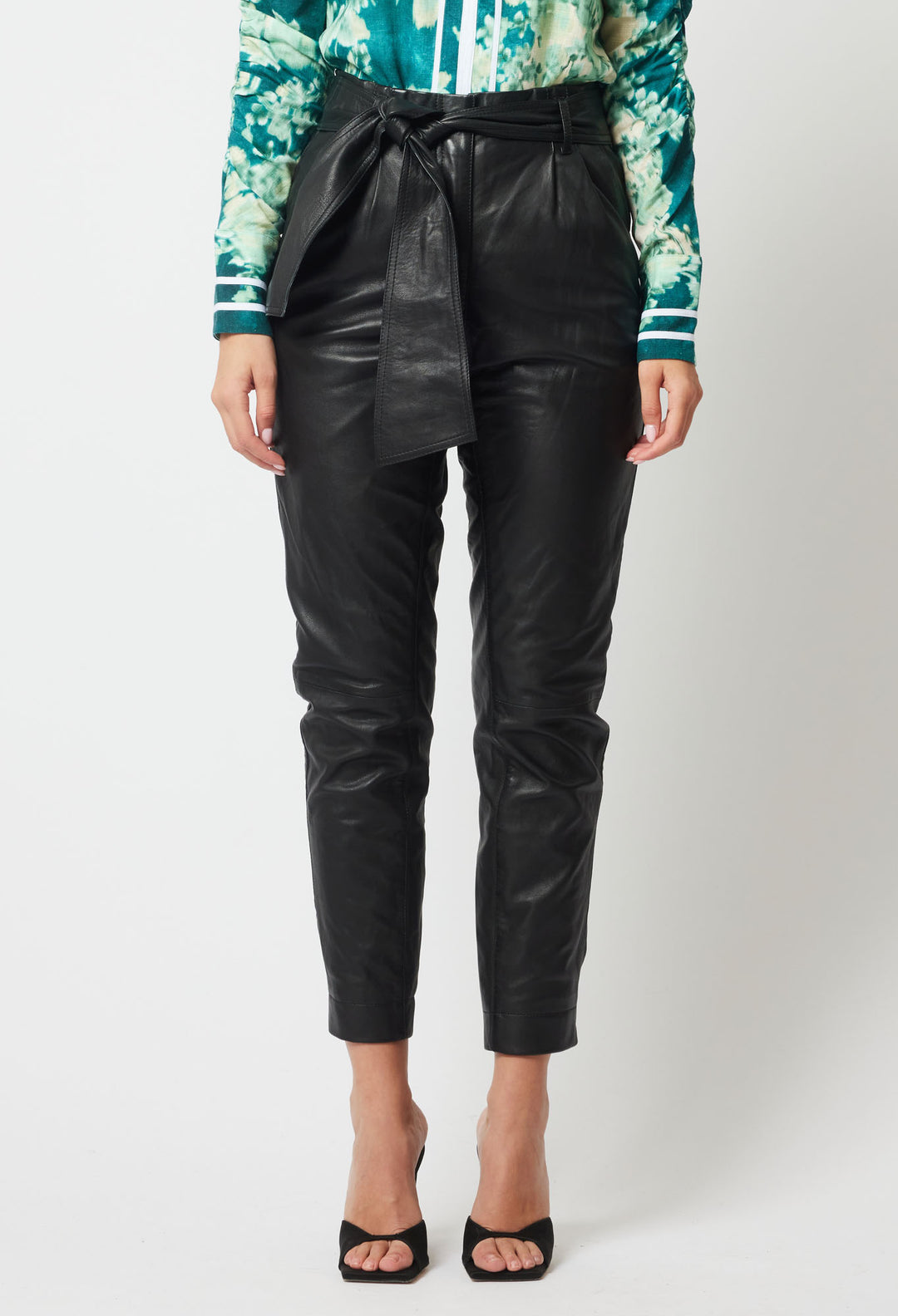 OnceWas Pavillion Leather Jogger in Black