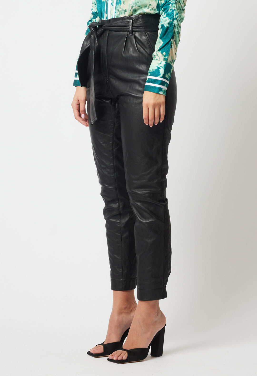 OnceWas Pavillion Leather Jogger in Black