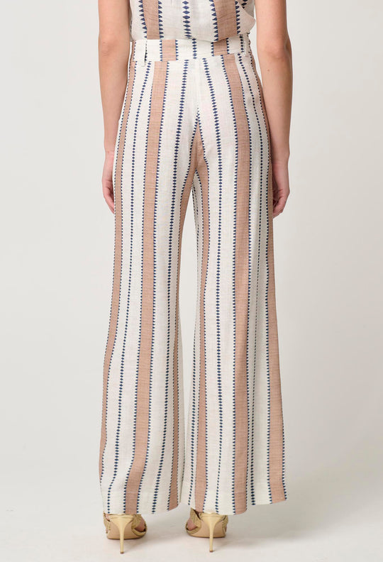 OnceWas Dynasty Linen Viscose Pant in Cayman Stripe