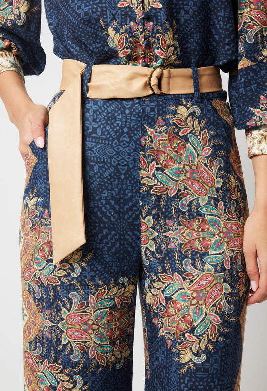 OnceWas Imperial Linen Viscose Pant in Oriental Print