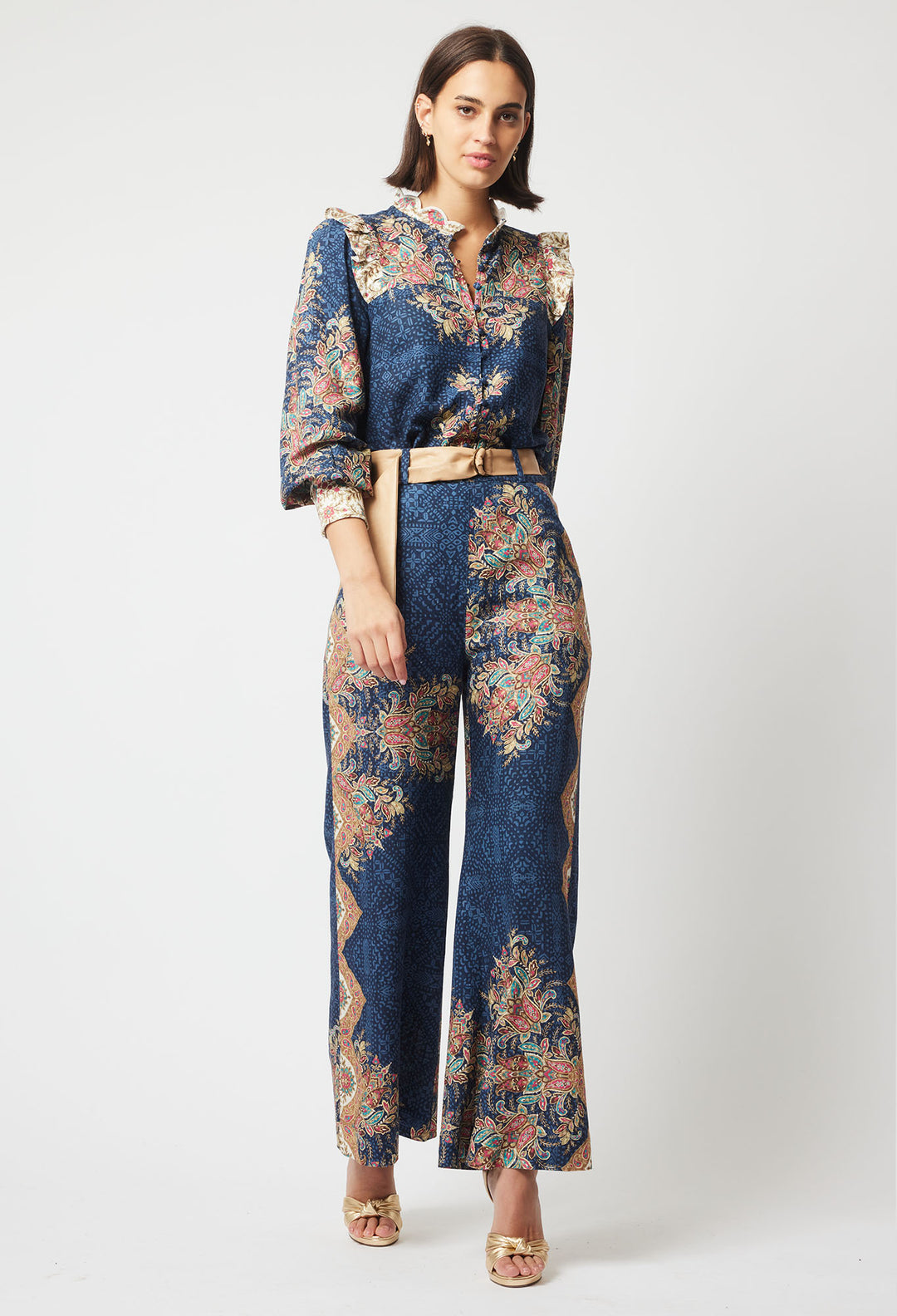 OnceWas Imperial Linen Viscose Pant in Oriental Print