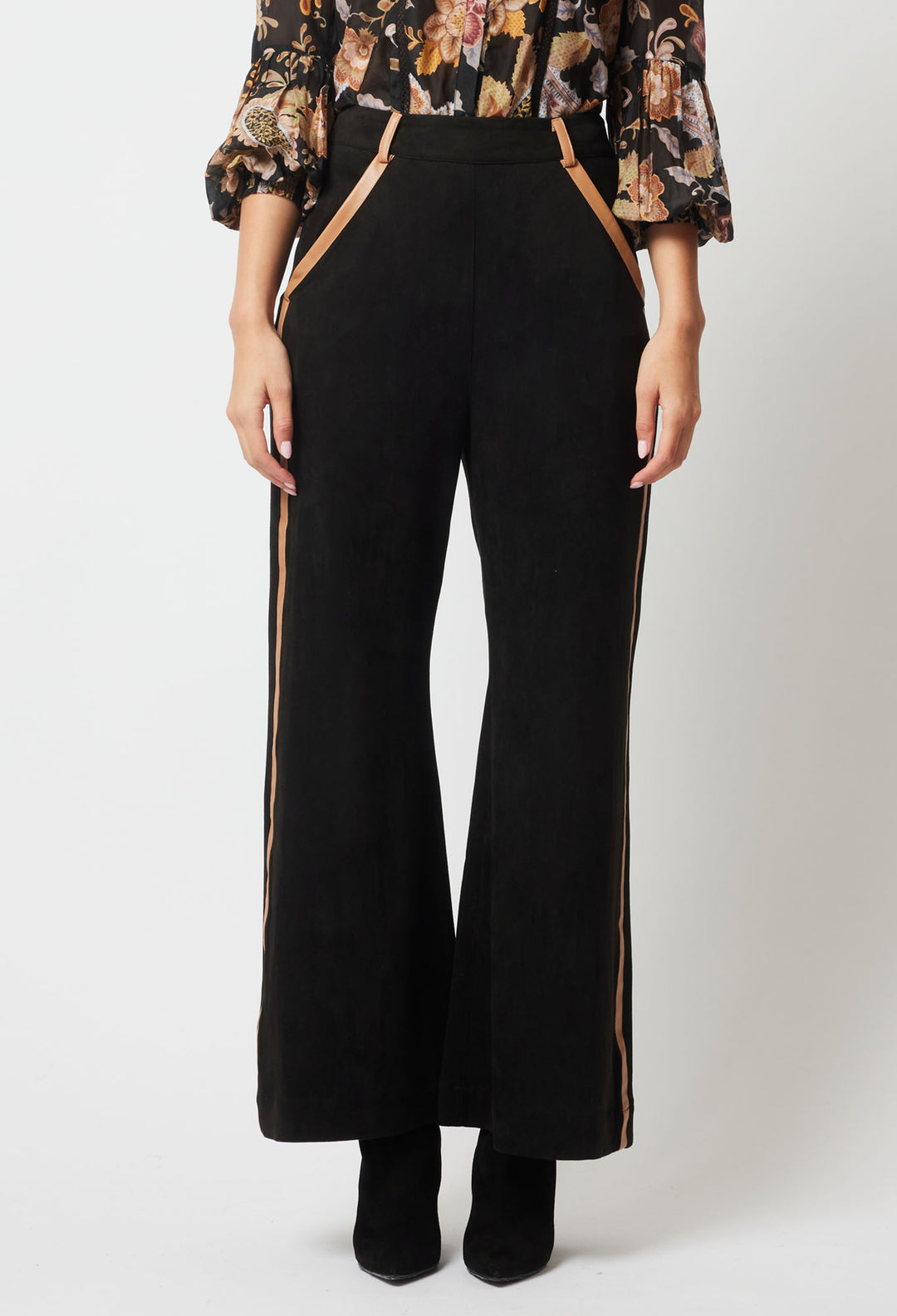 OnceWas Danxia Faux Suede Pant in Black