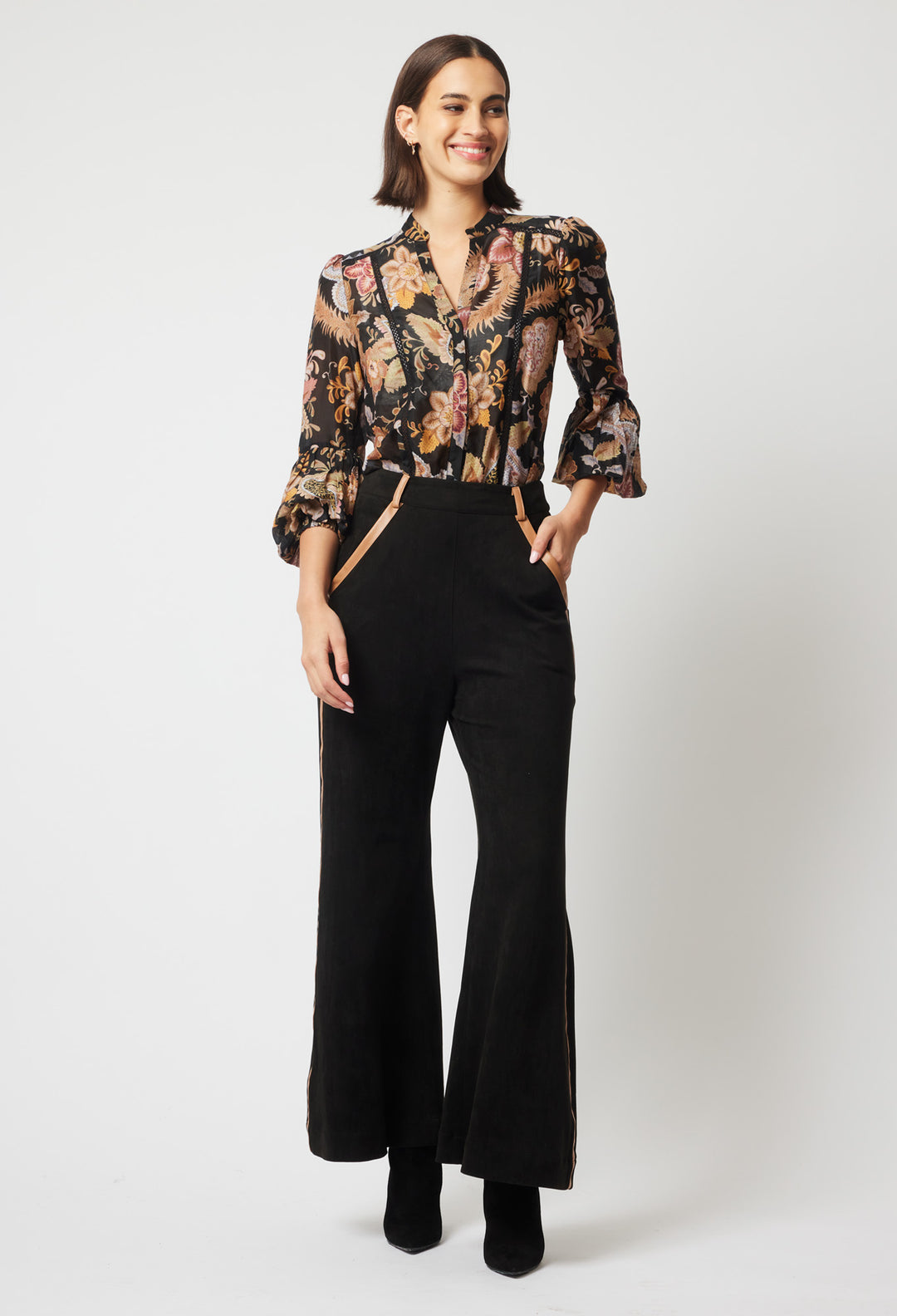 OnceWas Danxia Faux Suede Pant in Black