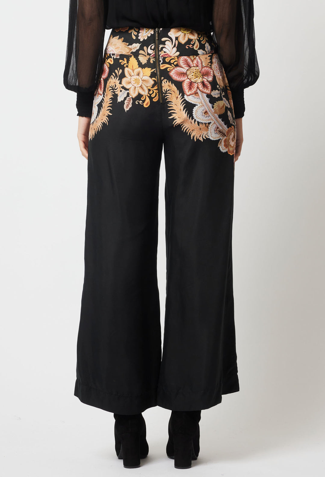 OnceWas Empress Cupro Viscose Pant in Dragon Flower